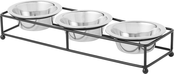 Frisco Straight Triple Feeder Stainless Steel Dog & Cat Bowl, Small slide 1 of 7