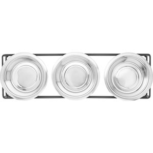 Frisco Straight Triple Feeder Stainless Steel Dog & Cat Bowl, Medium: 3 cup