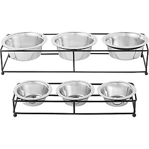 Frisco Straight Triple Feeder Stainless Steel Dog & Cat Bowl, Medium: 3 cup