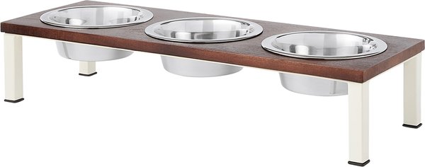 Frisco Dark Wooden Triple Elevated Stainless Steel Dog & Cat Bowl, 4 Cups slide 1 of 6