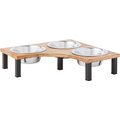 Frisco Corner Wooden Triple Elevated Dog & Cat Bowls, 3 Cup