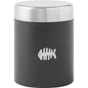 Frisco Fish Bone Print Stainless Steel Storage Canister, Black, 3 Cup