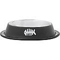 Frisco Fish Print Non-Skid Stainless Steel Dish Cat Bowl, Silver, 1 Cup