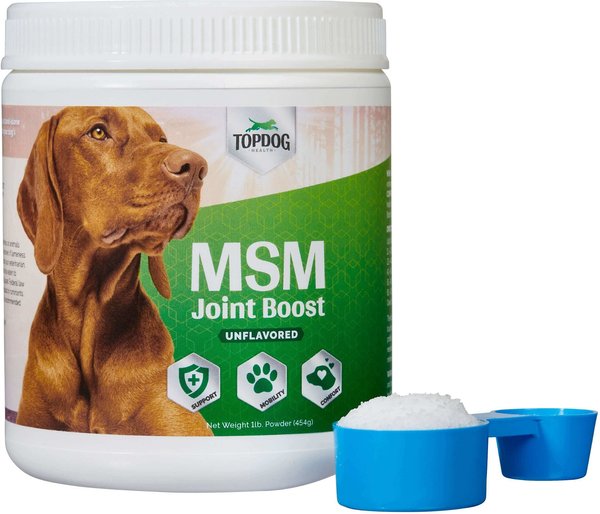 TopDog Health MSM Joint Boost Unflavored Powder Dog Supplement, 1-lb jar slide 1 of 7