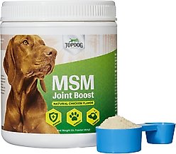 TopDog Health MSM Joint Boost Natural Chicken Flavor Powder Dog Supplement, 1-lb jar