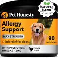 PetHonesty Allergy Support+ Max-Strength Chicken Flavored Soft Chews Allergy Supplement for Dogs, 90 count