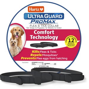 Hartz Ultra Guard ProMax Flea & Tick Collar for Dogs, Black, 2 collars (12-mos. supply)