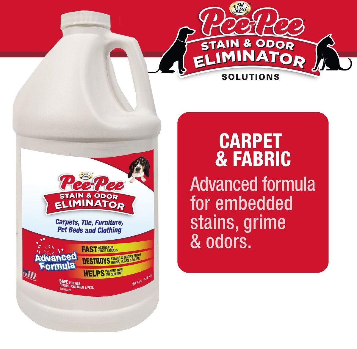 FOUR PAWS PeePee Advanced Formula Dog Stain & Odor Remover, 64oz bottle