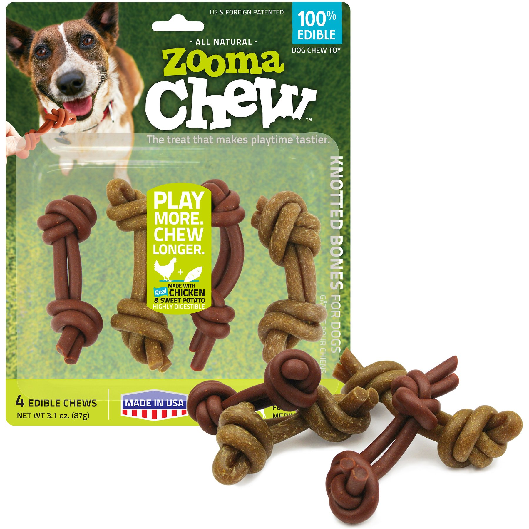 ZOOMACHEW Small Knotted Dog Treats, 4 count - Chewy.com