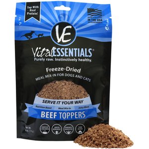 Vital Essentials Beef Freeze-Dried Raw Grain-Free Dog & Cat Food Topper, 6-oz bag