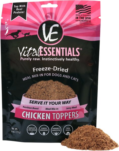 Vital Essentials Chicken Freeze-Dried Raw Grain-Free Dog & Cat Food Topper, 6-oz bag slide 1 of 5