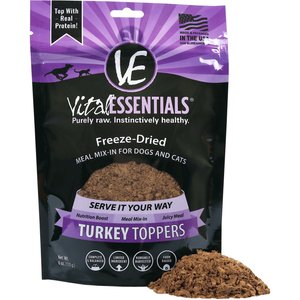 Vital Essentials Turkey Freeze-Dried Raw Grain-Free Dog & Cat Food Topper, 6-oz bag