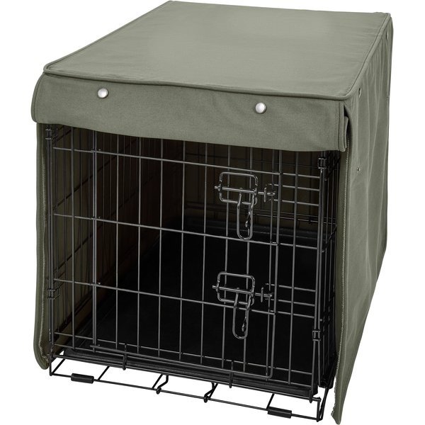 FRISCO Faux linen Dog Crate Cover, Gray, 42in