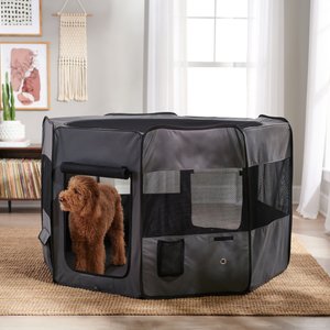 Frisco Soft-Sided Dog, Cat & Small Pet Exercise Playpen, Gray, 62-in L x 62-in W x 32-in H
