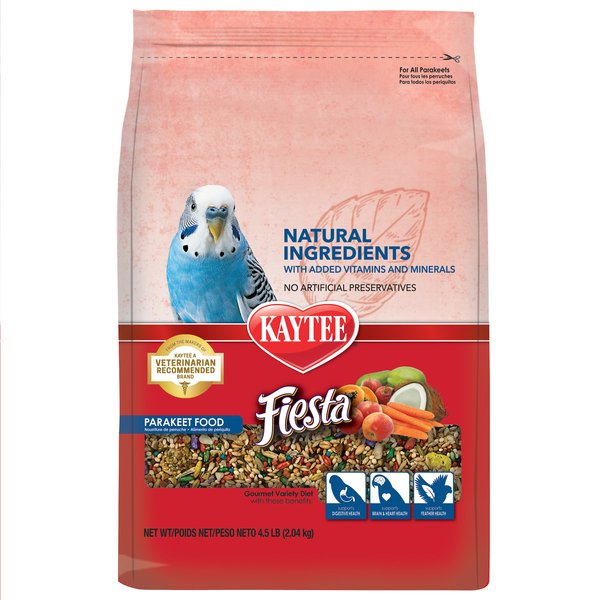 Kaytee Fiesta Natural Ingredients Parakeet Bird Food, 4.5-lb bag slide 1 of 11