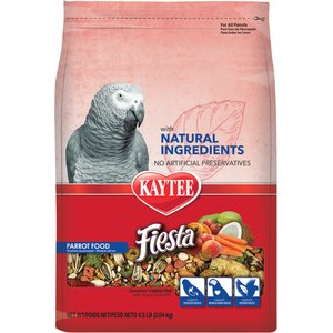 Kaytee Fiesta Natural Ingredients Parrot Bird Food, 4.5-lb bag