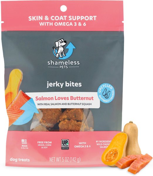 Shameless Pets Salmon Says Butternut Recipe Jerky Dog Treats, 5-oz bag slide 1 of 9
