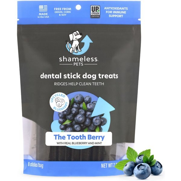 Shameless Pets The Tooth Berry Dog Dental Sticks, Mini, 7.2-oz bag