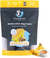 Shameless Pets Banana Bone-Anza Banana & Bone Broth Flavor Dental Dog Treats, 8 count