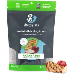 Shameless Pets A Cluck A Day Chicken & Apple Flavor Dental Dog Treats, 8 count