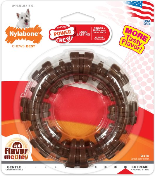 Nylabone Power Chew Textured Dog Chew Ring Toy, Flavor Medley, Small slide 1 of 11