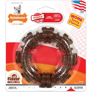 Nylabone Power Chew Textured Dog Chew Ring Toy Ring Flavor Medle,y Small 