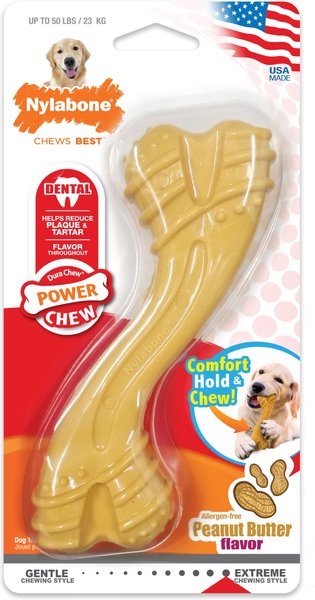 Nylabone Power Chew Curvy Dental Dog Chew Toy, Peanut Butter, Large slide 1 of 10