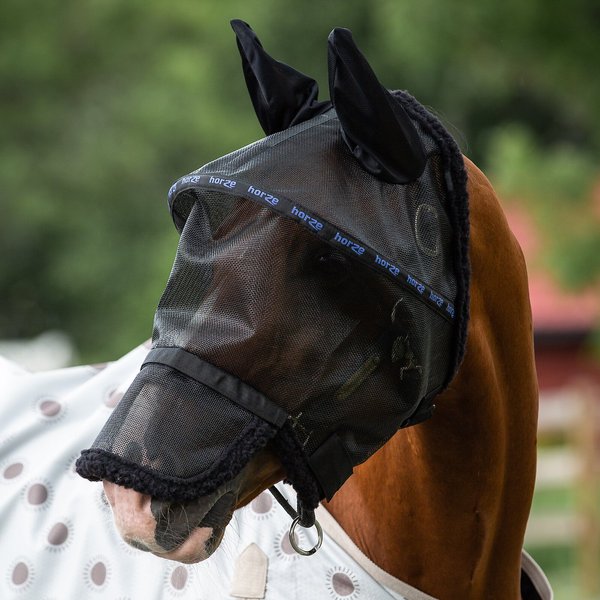 Horze Equestrian Wire-Framed Horse Fly Mask with Gap, Black, Large slide 1 of 3