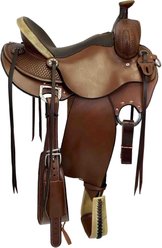 Colorado Saddlery Bitterroot Rancher Horse Saddle, Heavy Oiled Leather, 14-in, Quarter Horse