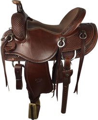 Colorado Saddlery Elk Mountain Trail Horse Saddle, Heavy Oiled Leather, 14-in, Quarter Horse