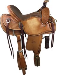 Colorado Saddlery Elk Mountain Trail Special Horse Saddle, Light Oiled Leather, 14-in, Quarter Horse