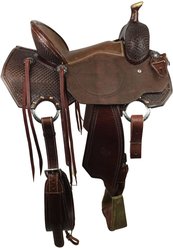 Colorado Saddlery Monarch Mounted Shooter Horse Saddle, Chocolate Leather, 14-in Quarter Horse
