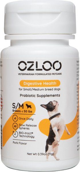 OZLOO Small/Medium Breed Digestive Health Probiotic Dog Supplement, 60 count slide 1 of 10