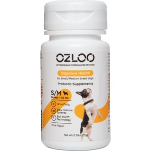 OZLOO Small/Medium Breed Digestive Health Probiotic Dog Supplement, 60 count