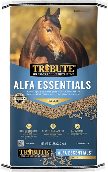 Tribute Equine Nutrition Alfa Essentials Pellets Horse Feed, 50-lb bag slide 1 of 6