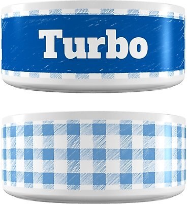 Frisco Personalized Gingham Plaid Dog Bowl, slide 1 of 1
