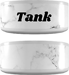 Frisco Personalized White Marble Large Dog Bowl, 4.75 cup