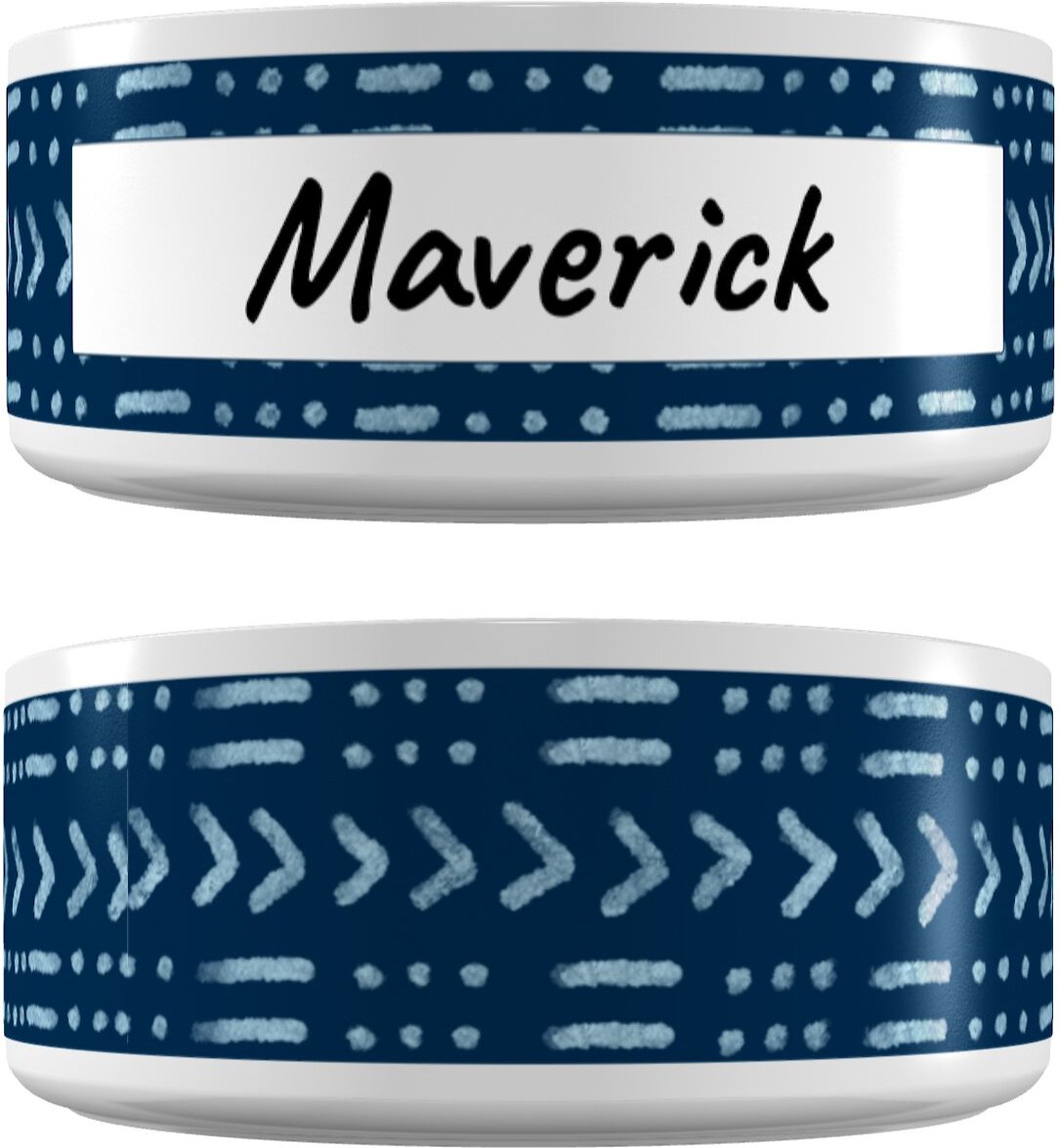 Frisco Personalized Chevron Ceramic Dog Bowl, 4.75-cup, 38oz