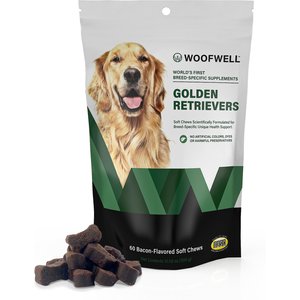 WoofWell Golden Retrievers Health Support Bacon Flavored Soft Chews Dog Supplement, 60 count