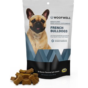 WoofWell French Bulldog Health Support Bacon Flavored Soft Chews Dog Supplement, 30 count