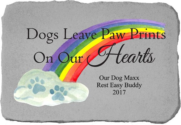 Kay Berry Dogs Leave Pawprints Rainbow Personalized Memorial Stone slide 1 of 2