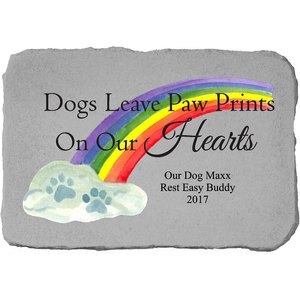 Kay Berry Dogs Leave Pawprints Rainbow Personalized Memorial Stone