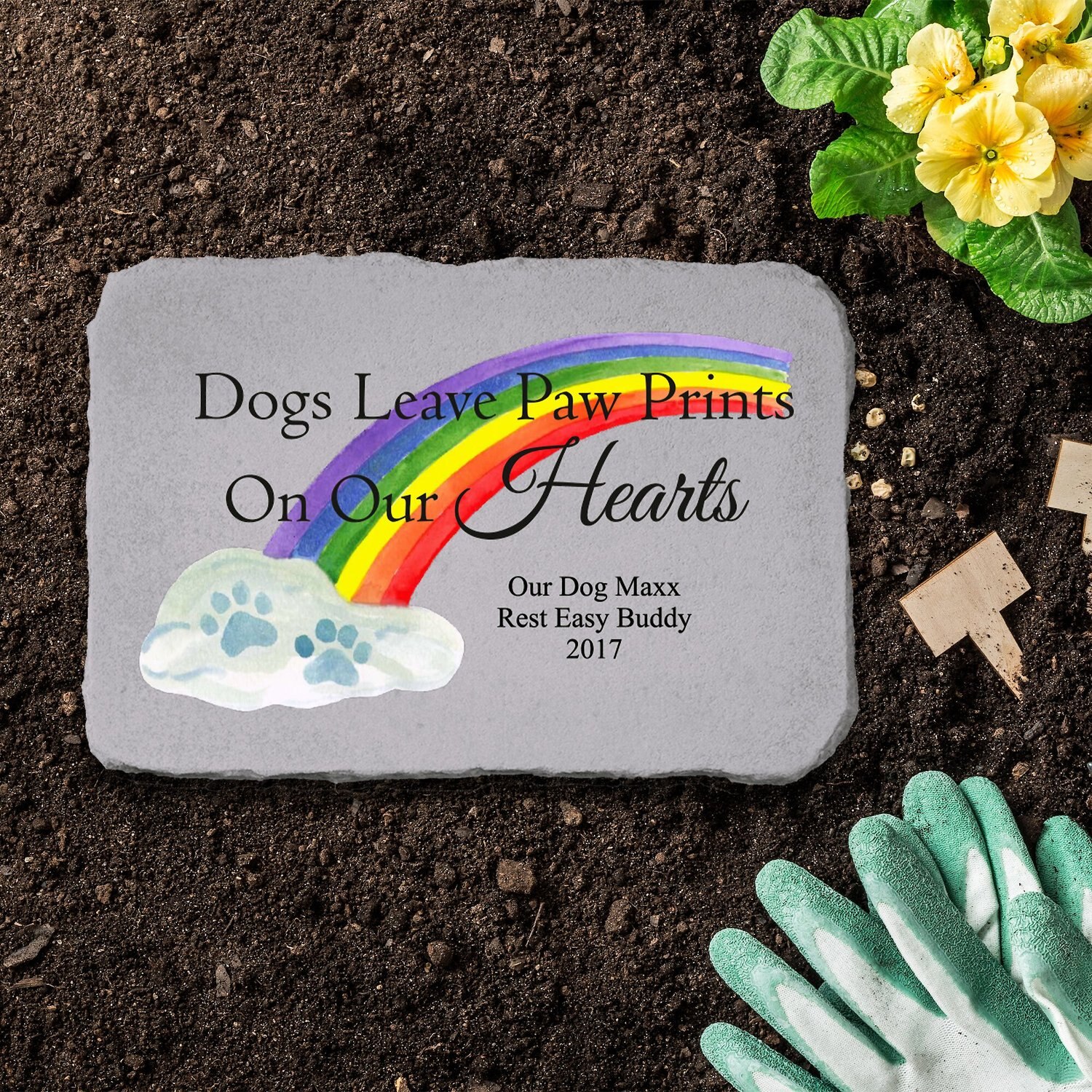 Kay Berry Dogs Leave Pawprints Personalized Memorial Stone