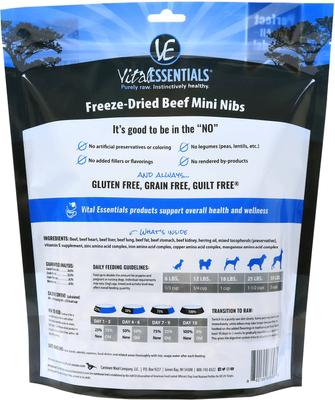Show full view: Vital Essentials Beef Mini Nibs Grain-Free Freeze-Dried Dog Food, 1-lb bag slide 3 of 7