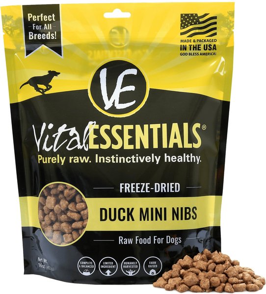 Vital Essentials Duck Mini Nibs Grain-Free Dog Food, 1-lb bag slide 1 of 6