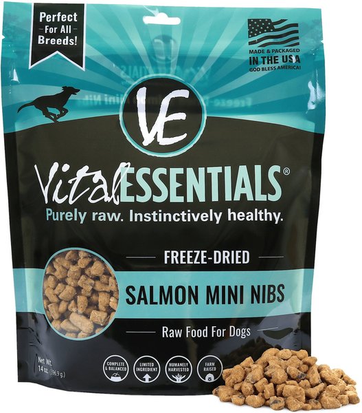 Vital Essentials Salmon Mini Nibs Grain Free Freeze Dried Dog Food