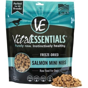 Vital Essentials Salmon Mini Nibs Grain-Free Freeze-Dried Dog Food, 14-oz bag