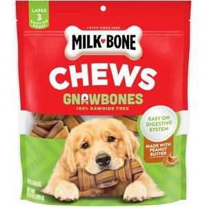 Milk-Bone Gnaw Bones Large 9-inch Peanut Butter Flavored Dog Chews, 3 count