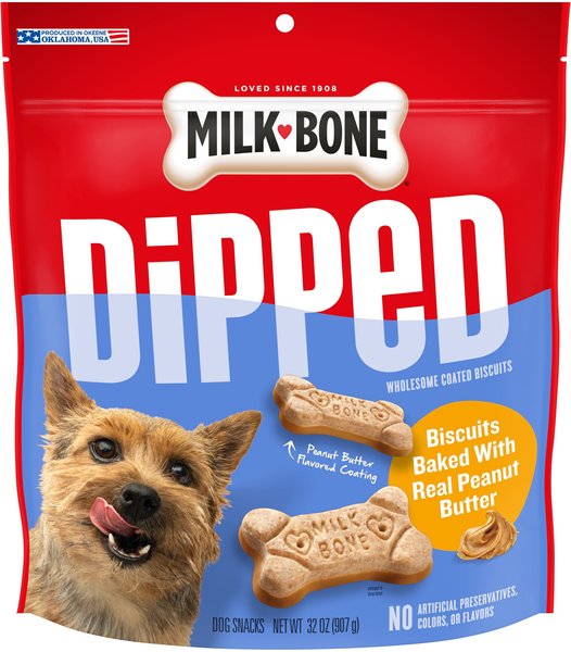 Milk-Bone Dipped Biscuits Baked with Real Peanut Butter Dog Treats, 32-oz bag slide 1 of 6