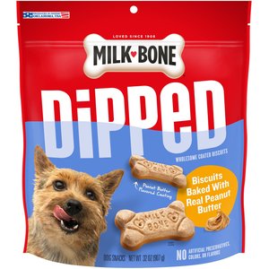 Milk-Bone Dipped Real Peanut Butter Crunchy Dog Treats, 32-oz bag